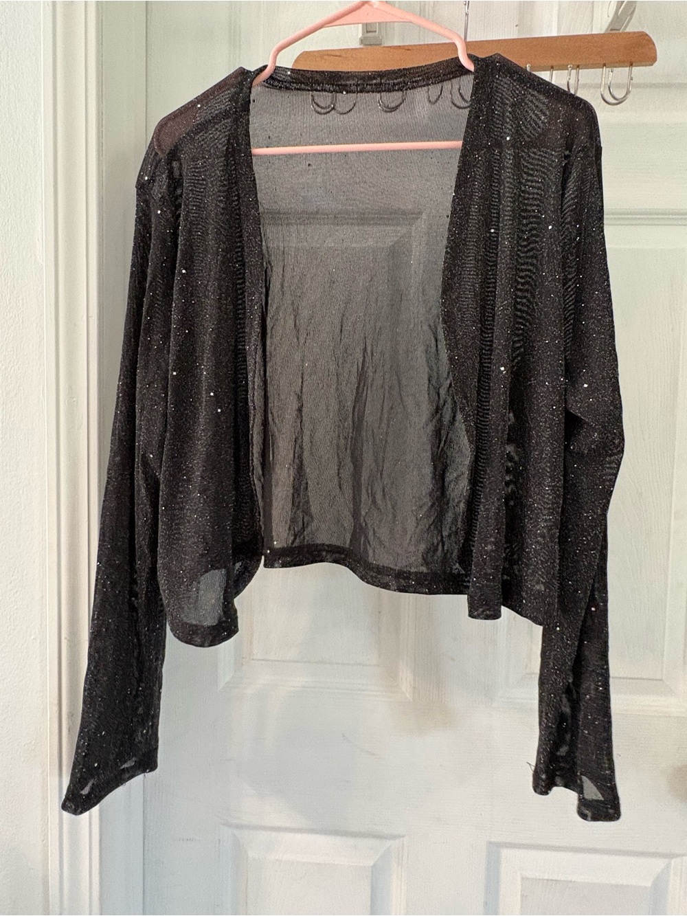 Love Black Sheer Sparkle Open Cardigan